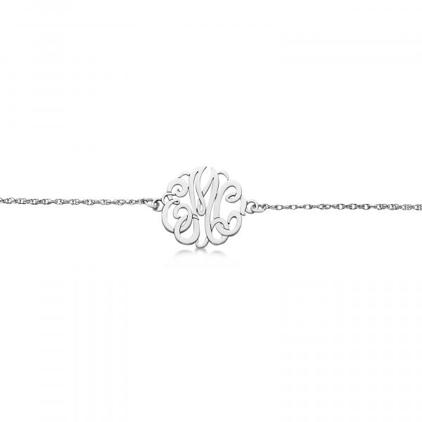 Personalized Initial Monogram Chain Bracelet in 14k White Gold