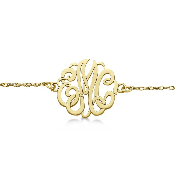 Personalized Initial Monogram Chain Bracelet in 14k Yellow Gold