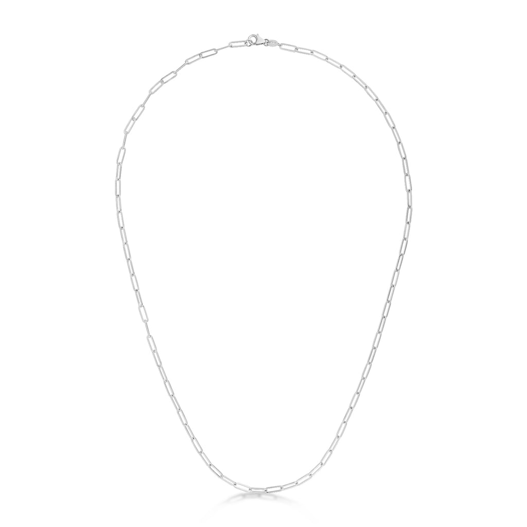 Small Paperclip Link Chain Necklace 14k White Gold (2.1mm)