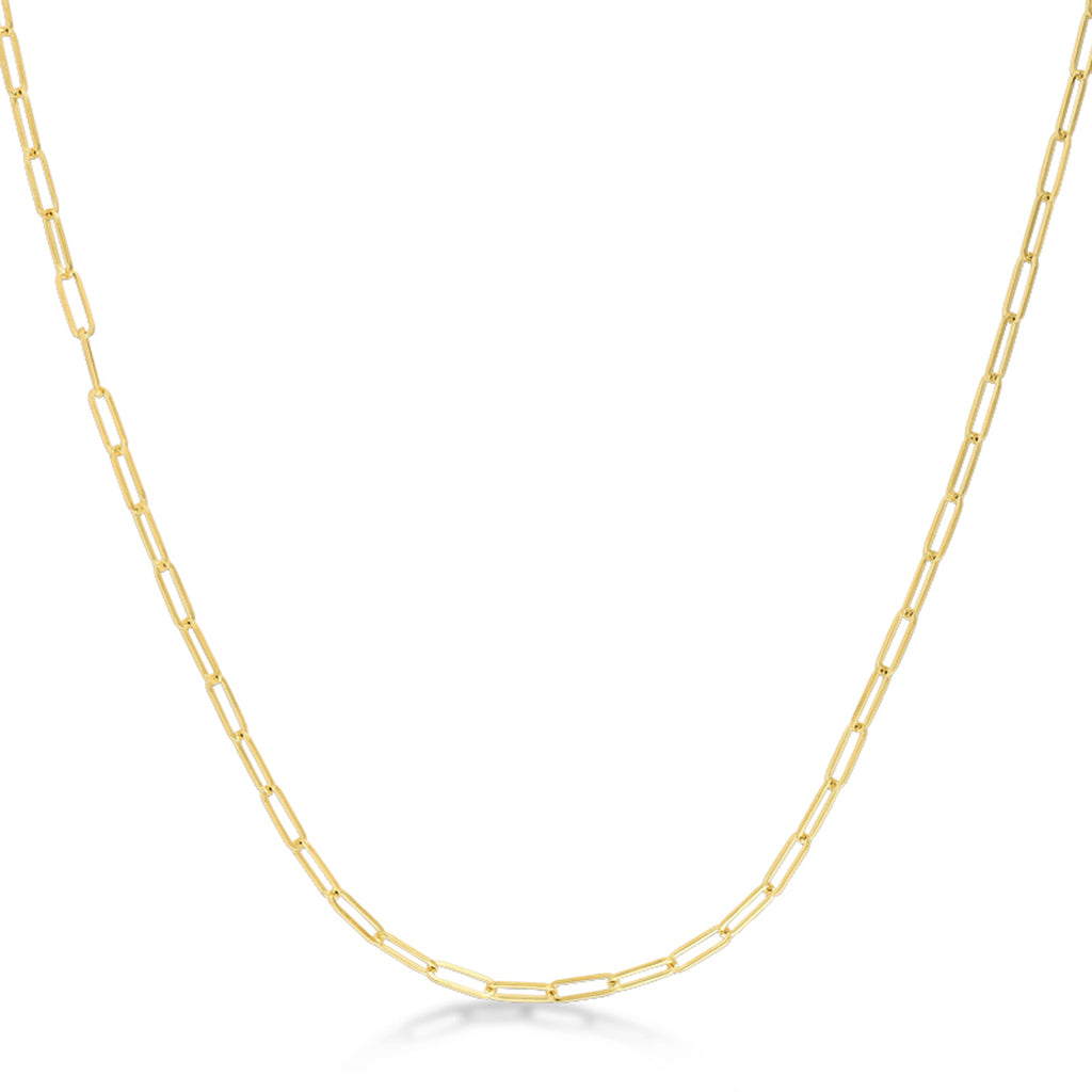 Small Paperclip Link Chain Necklace 14k Yellow Gold (2.1mm)