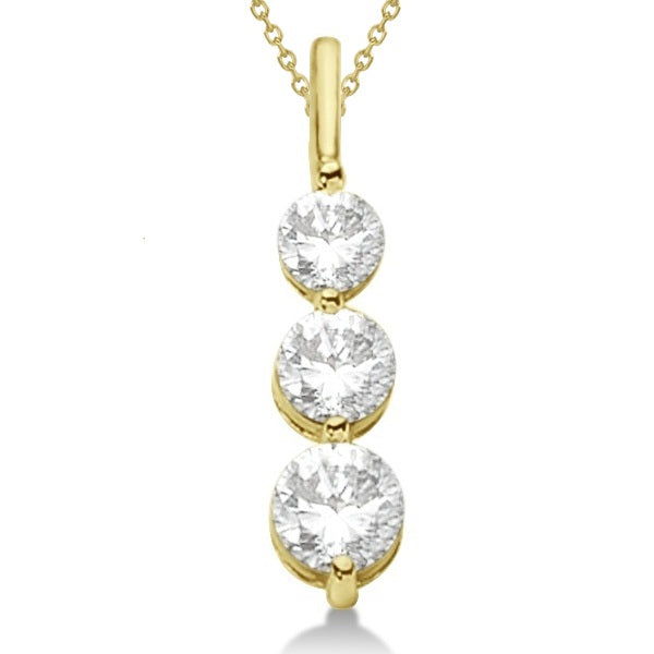 Three-Stone Graduated Diamond Pendant Necklace 14k Yellow Gold (0.75ct)