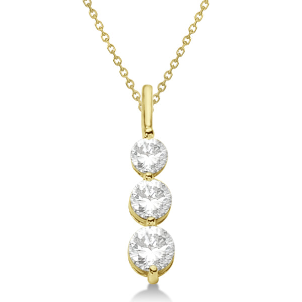 Three-Stone Graduated Diamond Pendant Necklace 14k Yellow Gold (0.75ct)