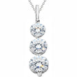 Three-Stone Graduated Lab Diamond Pendant Necklace 14K White Gold (3.00ct)