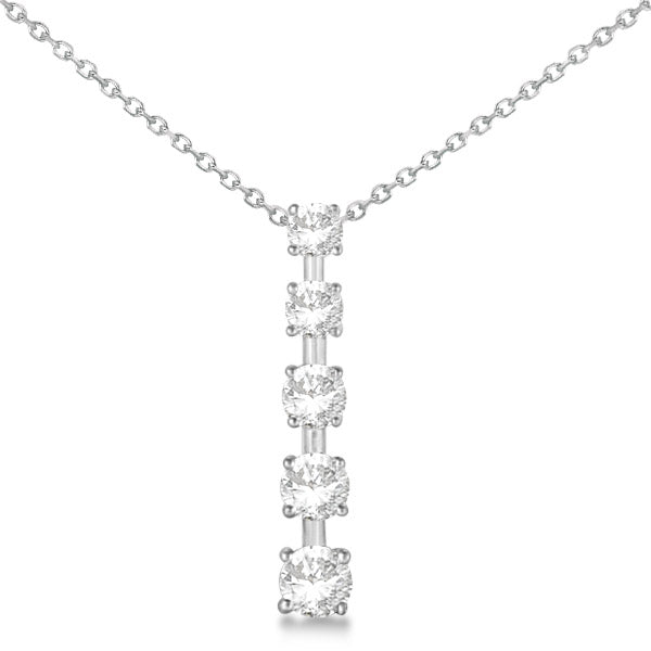 Lab Grown Diamond Journey Pendant with 5 Round Lab Grown Diamonds 14K White Gold 1.00ct
