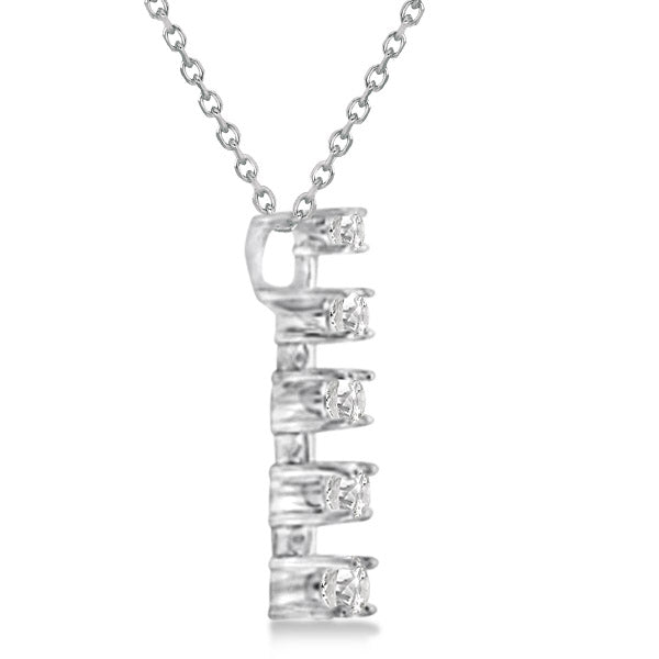 Lab Grown Diamond Journey Pendant with 5 Round Lab Grown Diamonds 14K White Gold 1.50ct