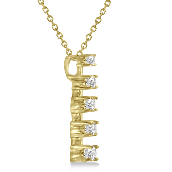 Diamond Journey Pendant with 5 Round Diamonds 14K Yellow Gold 1.50ct
