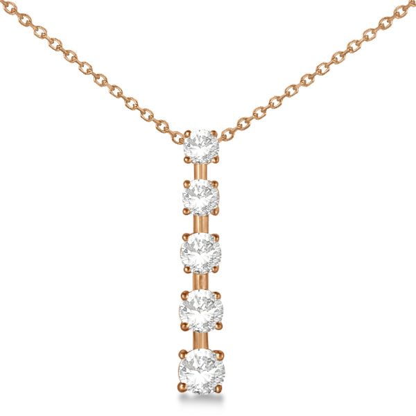 Lab Diamond Journey Pendant with 5 Round Lab Diamonds 14K Rose Gold 2.00ct