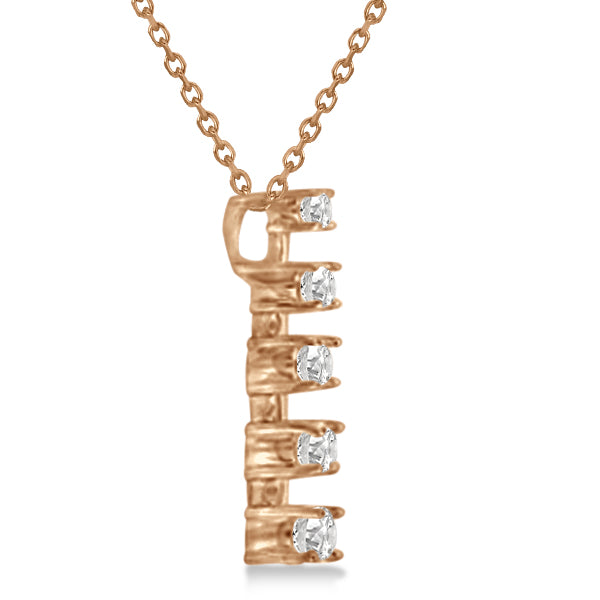Lab Diamond Journey Pendant with 5 Round Lab Diamonds 14K Rose Gold 2.00ct