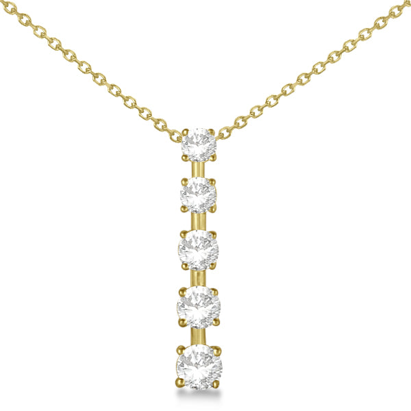 Lab Grown Diamond Journey Pendant with 5 Round Lab Grown Diamonds 14K Yellow Gold 2.00ct