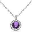 Amethyst & Diamond Halo Pendant Necklace 14k White Gold (1.83ct)