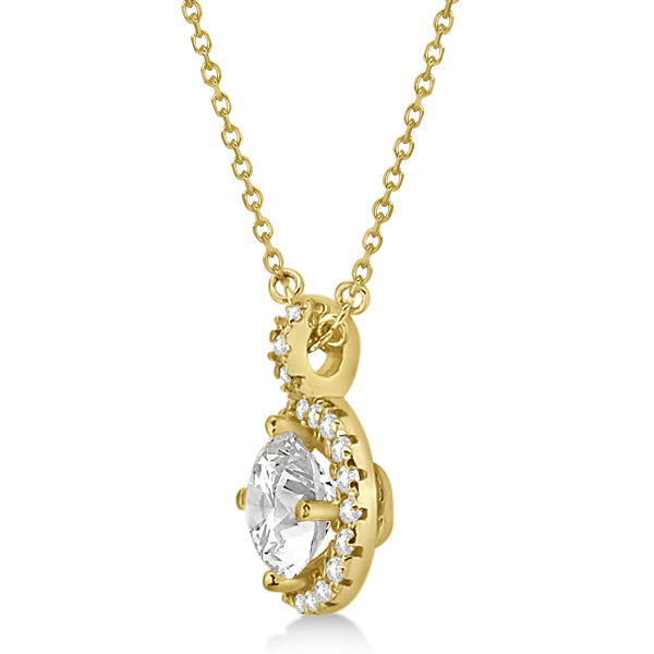 Diamond Halo Pendant Necklace Round Solitaire 14k Yellow Gold (2.50ct)
