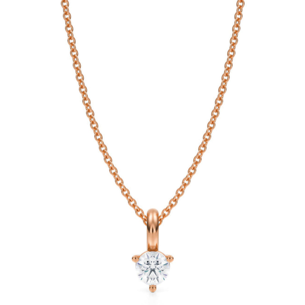 Lab Diamond 3-Prong Pendant Necklace 14K Rose Gold (0.25ct)