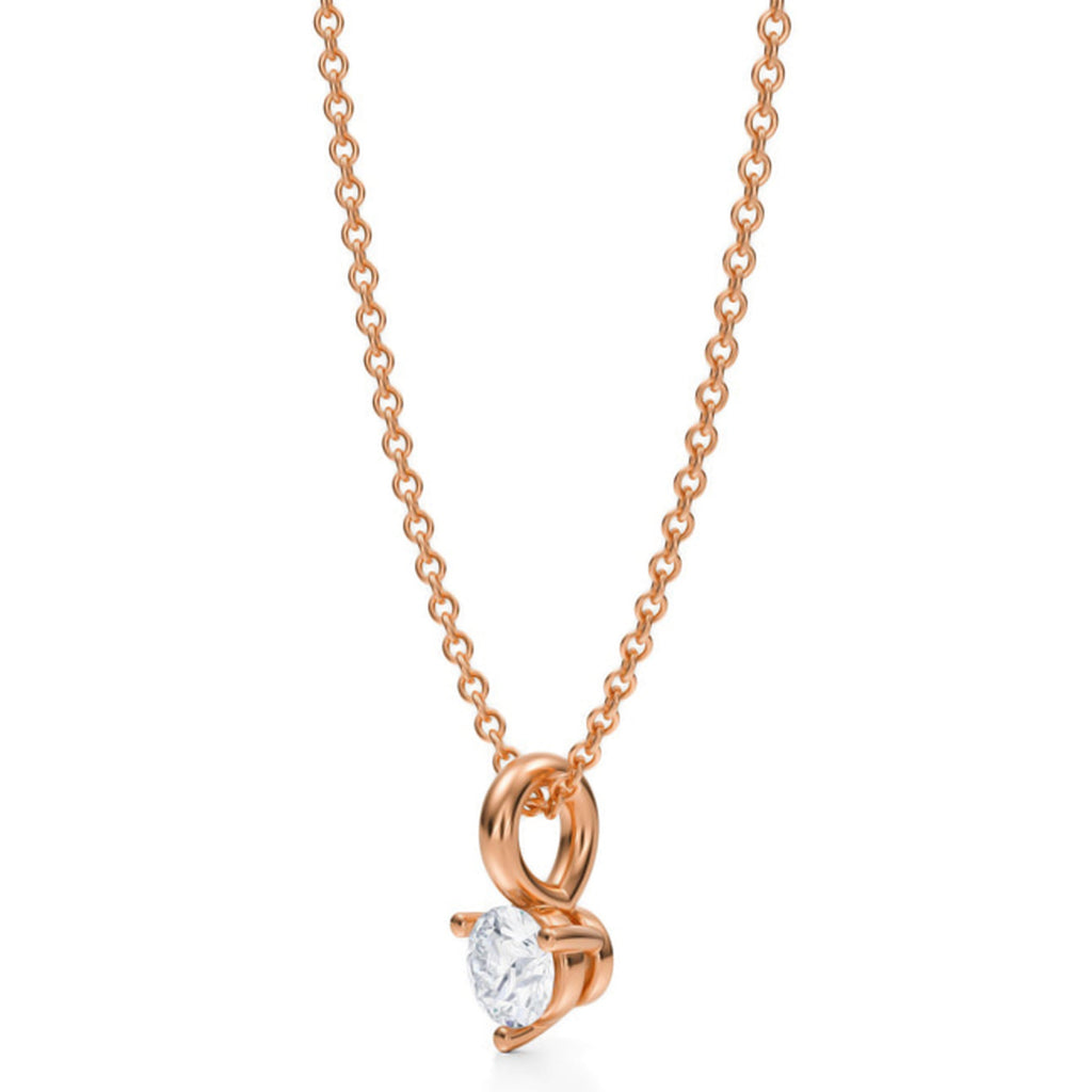 Lab Diamond 3-Prong Pendant Necklace 14K Rose Gold (0.25ct)