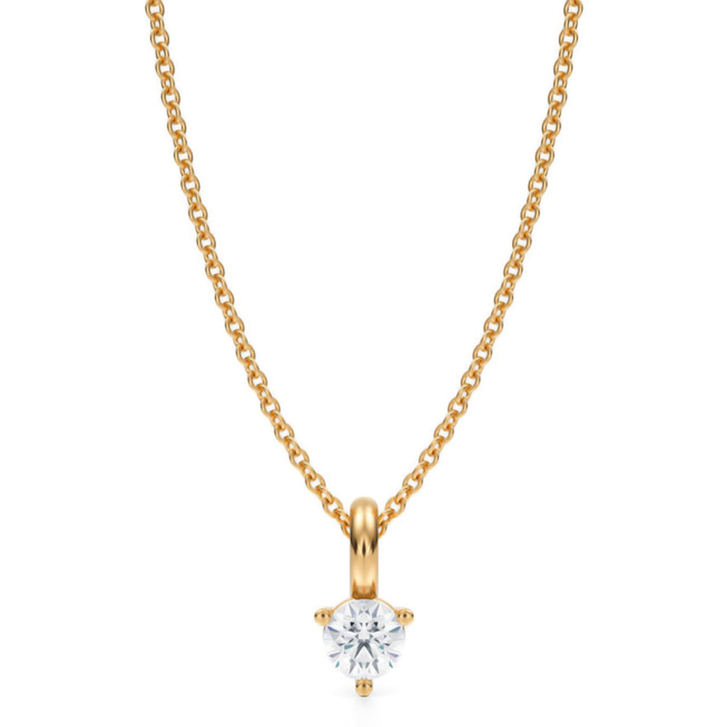 Lab Diamond 3-Prong Pendant Necklace 14K Yellow Gold (0.25ct)