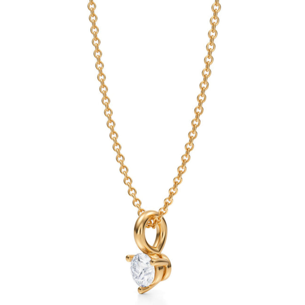 Lab Diamond 3-Prong Pendant Necklace 14K Yellow Gold (0.25ct)