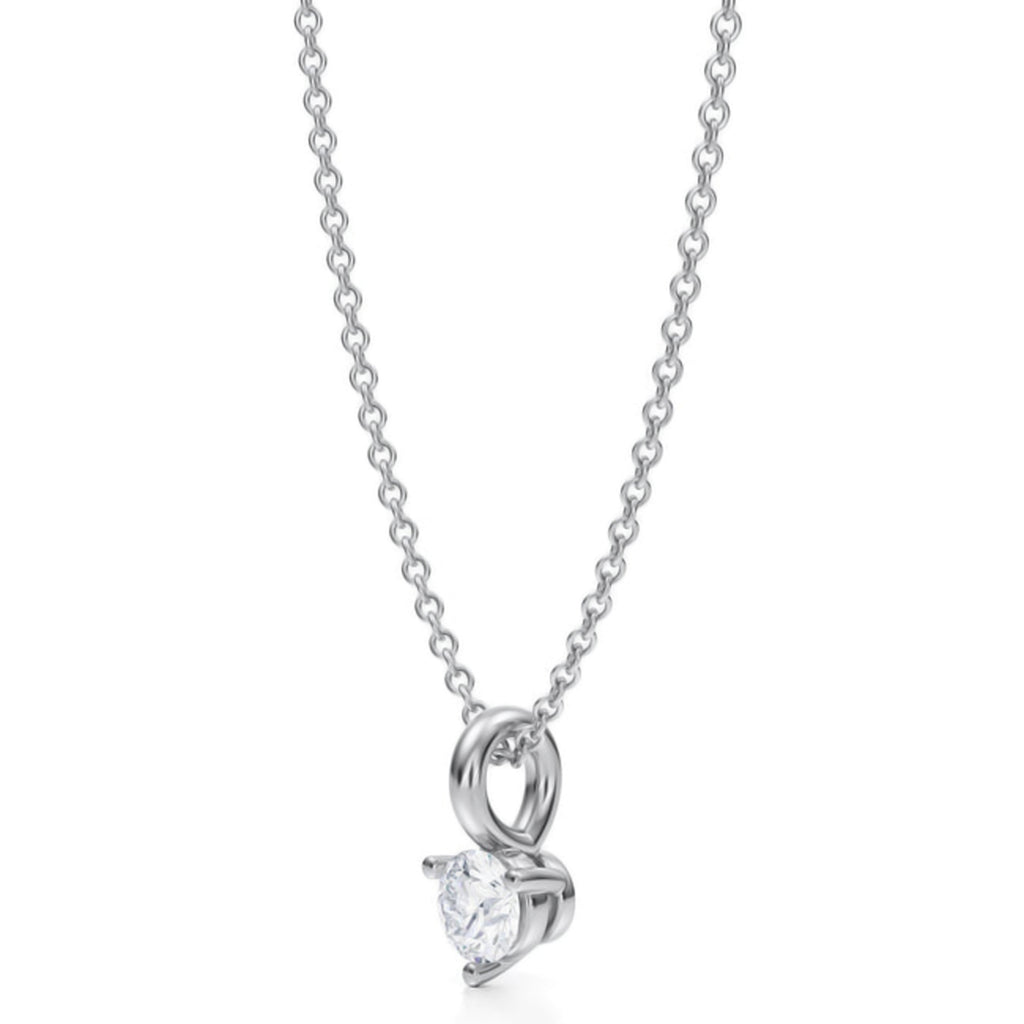 Lab Diamond 3-Prong Pendant Necklace in Platinum (0.25ct)
