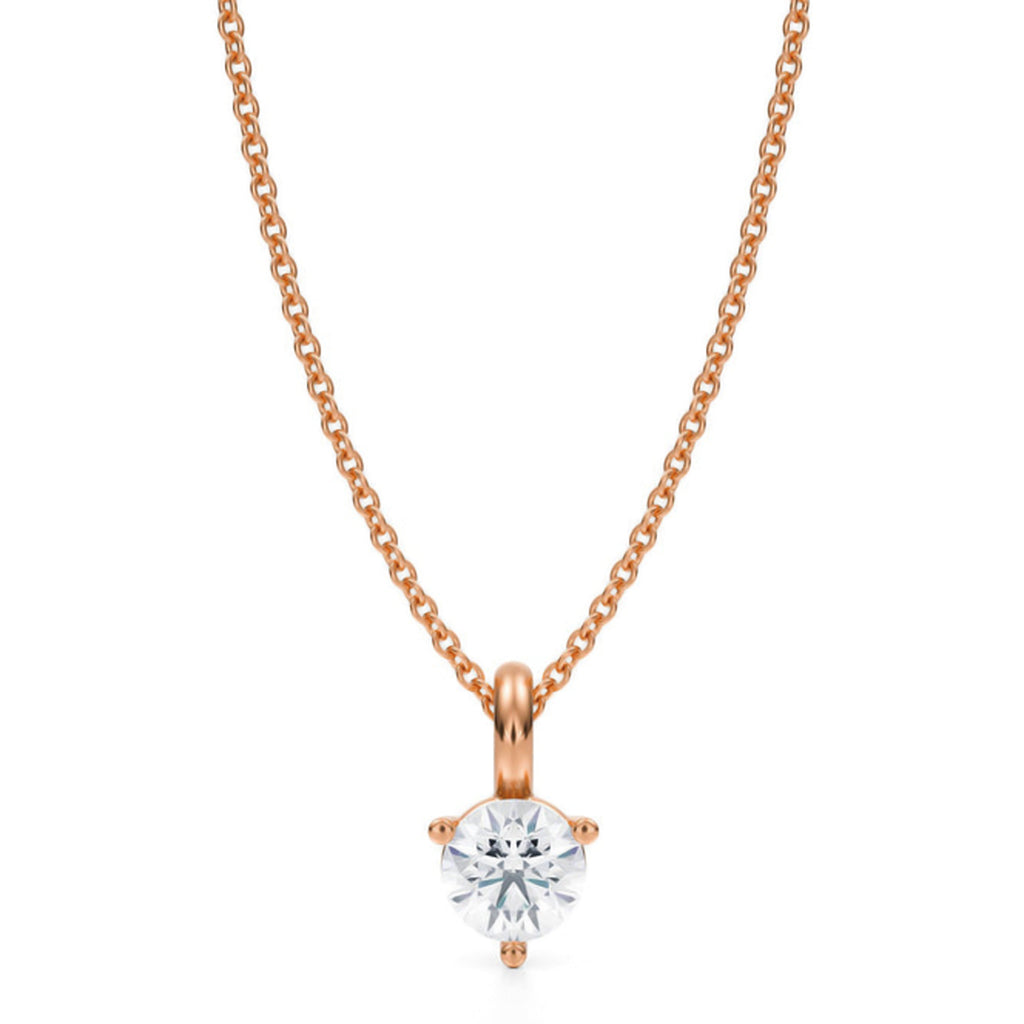 Lab Diamond 3-Prong Pendant Necklace 14K Rose Gold (0.50ct)