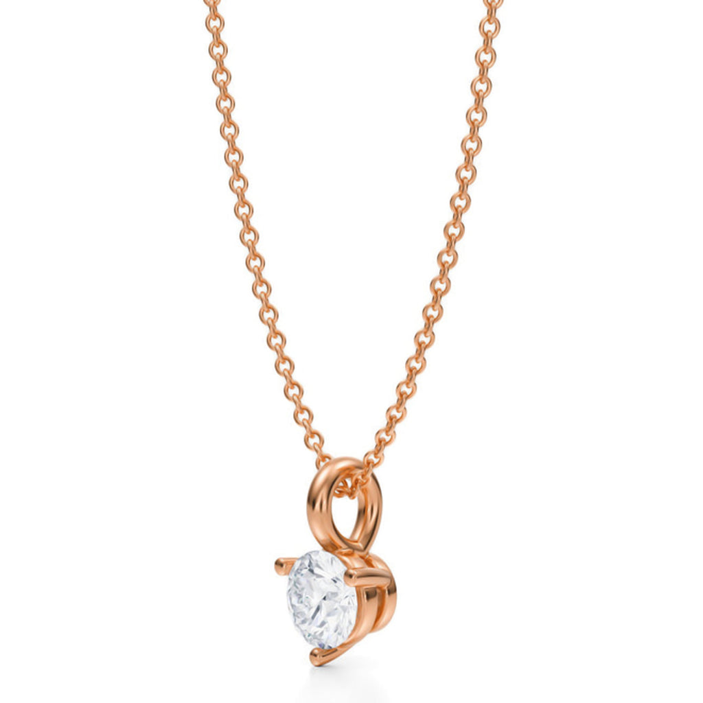 Lab Diamond 3-Prong Pendant Necklace 14K Rose Gold (0.50ct)