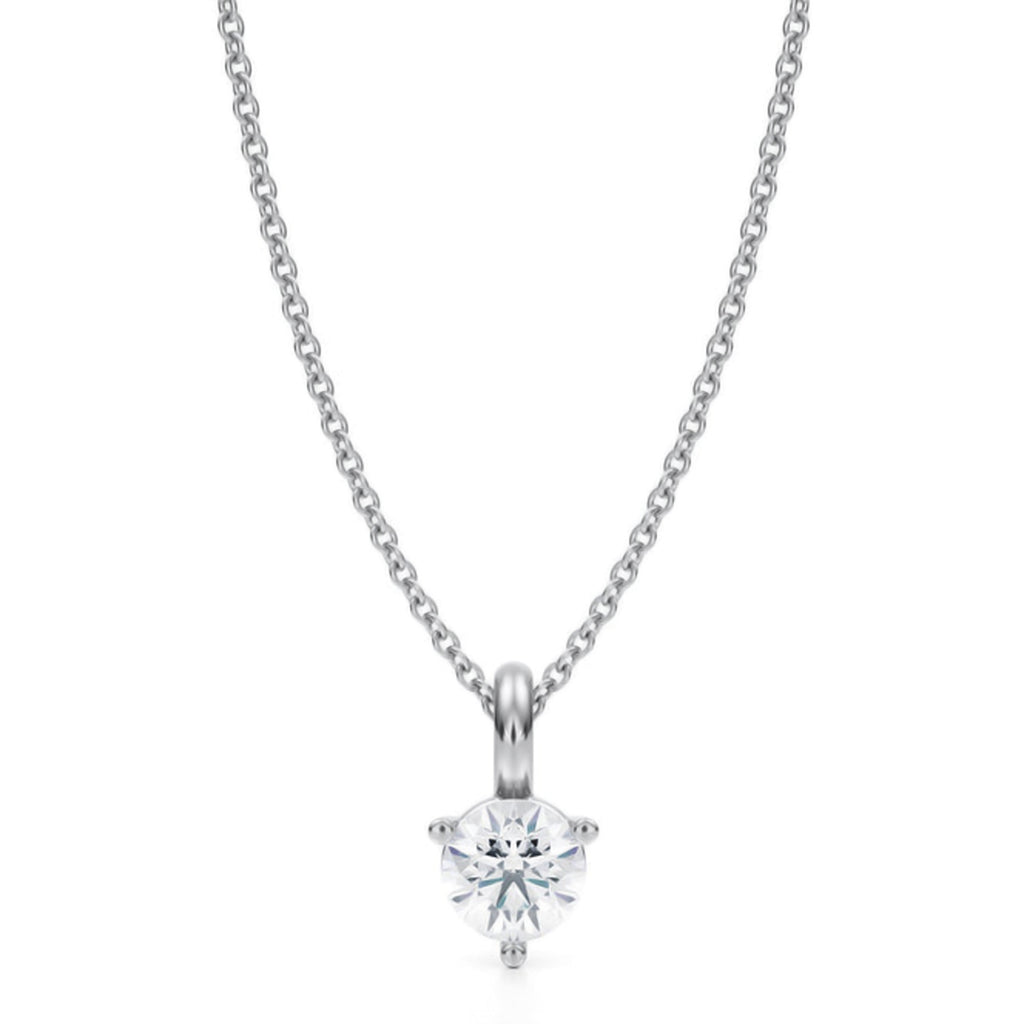 Lab Diamond 3-Prong Pendant Necklace 14K White Gold (0.50ct)