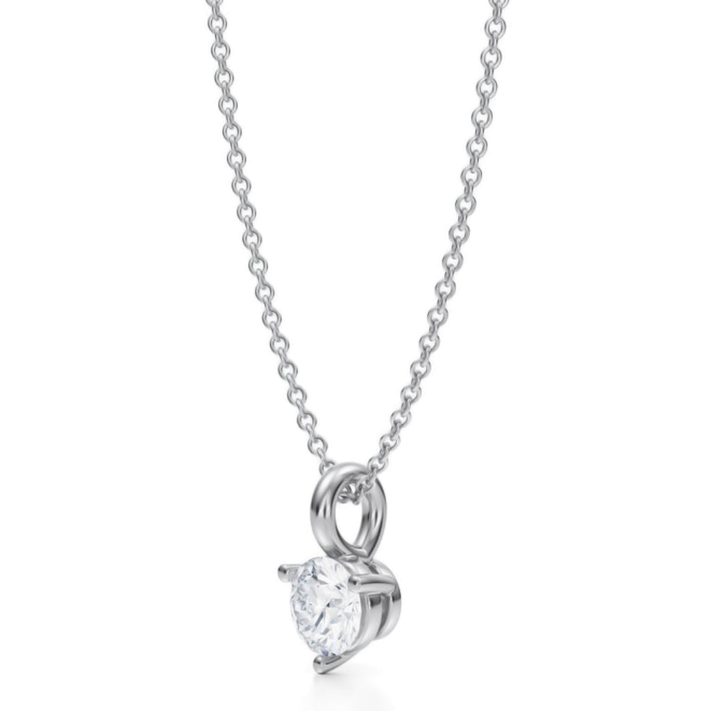 Lab Diamond 3-Prong Pendant Necklace 14K White Gold (0.50ct)