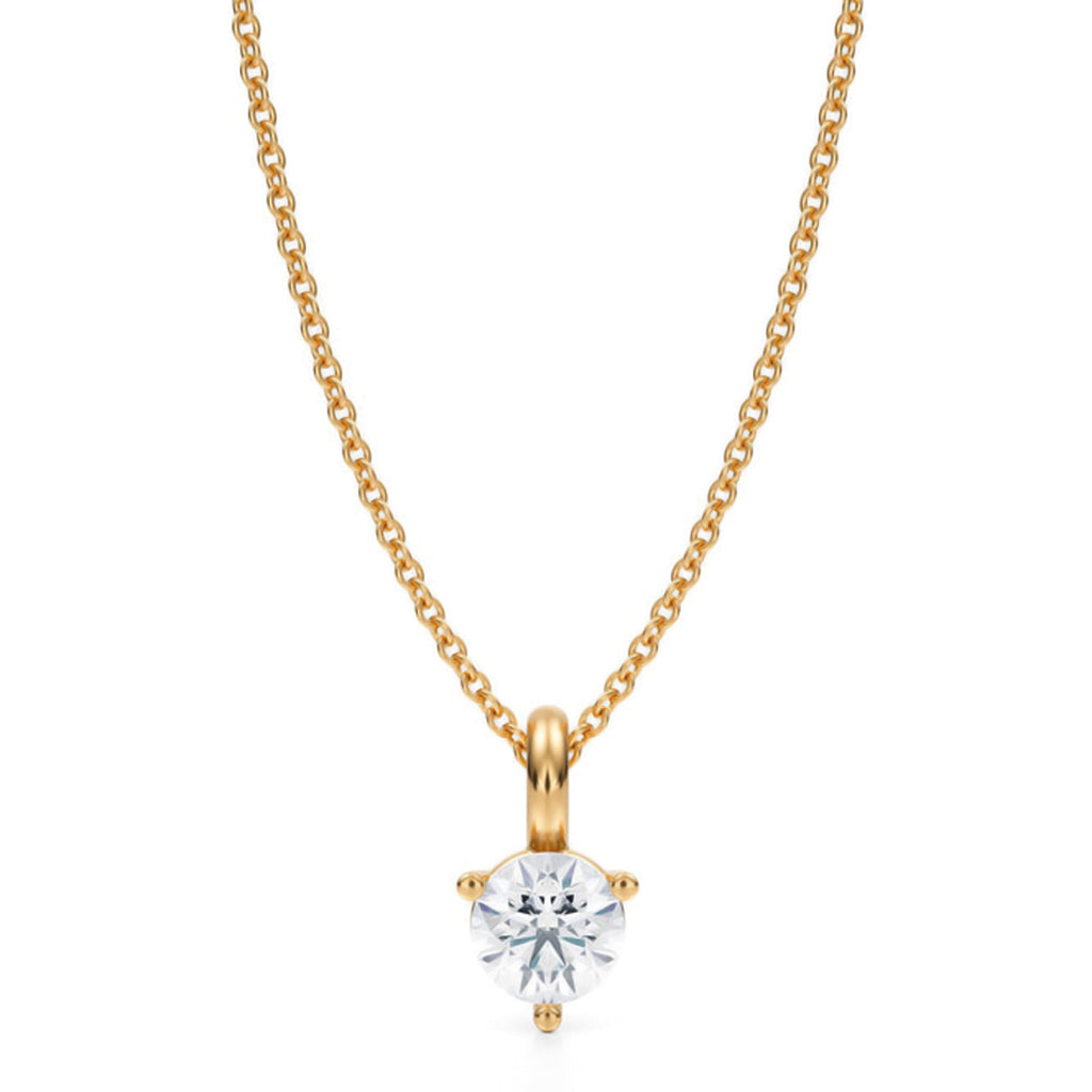 Lab Diamond 3-Prong Pendant Necklace 14K Yellow Gold (0.50ct)