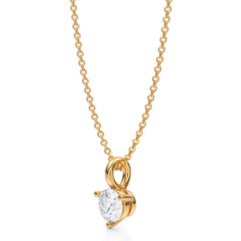 Lab Diamond 3-Prong Pendant Necklace 14K Yellow Gold (0.50ct)