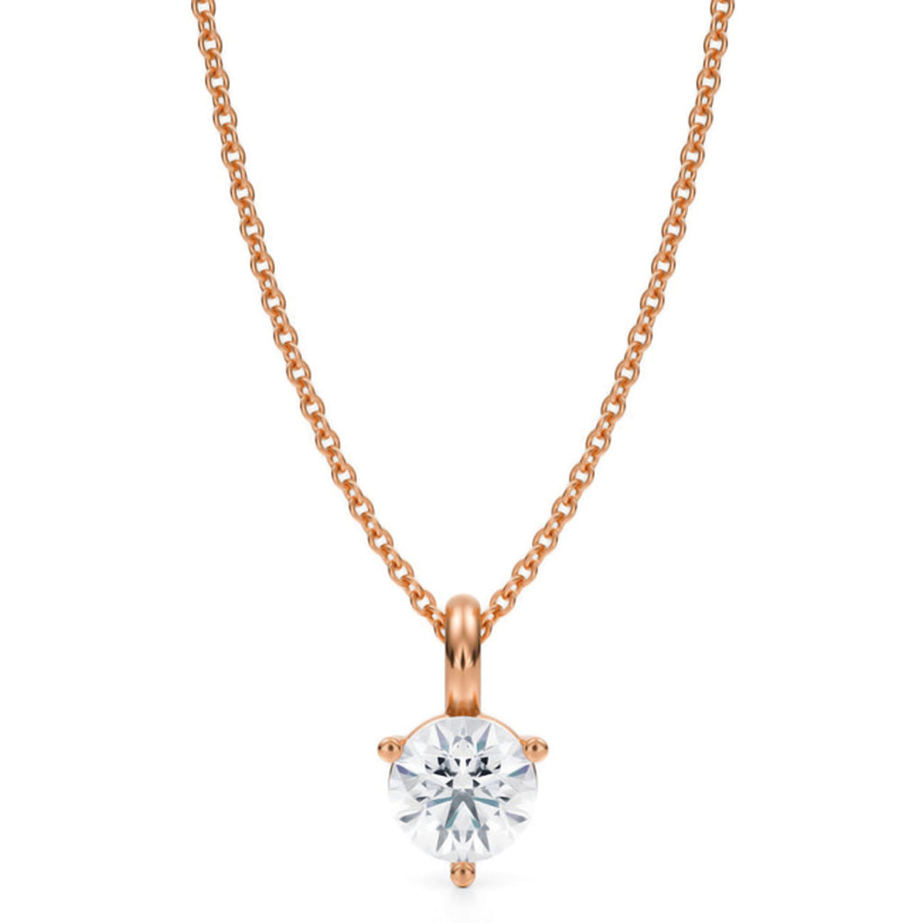 Lab Diamond 3-Prong Pendant Necklace 14K Rose Gold (0.75ct)