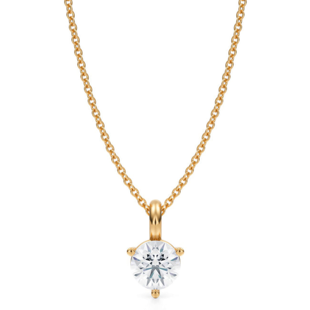 Lab Diamond 3-Prong Pendant Necklace 14K Yellow Gold (0.75ct)