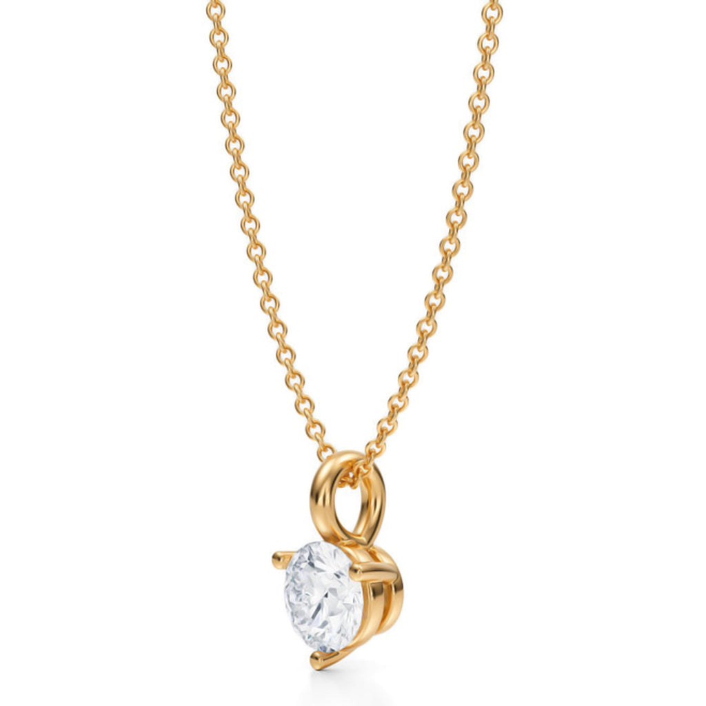 Lab Diamond 3-Prong Pendant Necklace 14K Yellow Gold (0.75ct)
