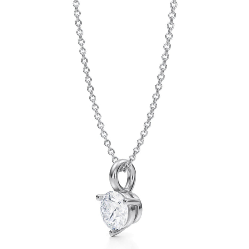 Lab Diamond 3-Prong Pendant Necklace in Platinum (0.75ct)