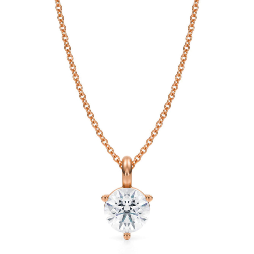 Lab Diamond 3-Prong Pendant Necklace 14K Rose Gold (1.00ct)