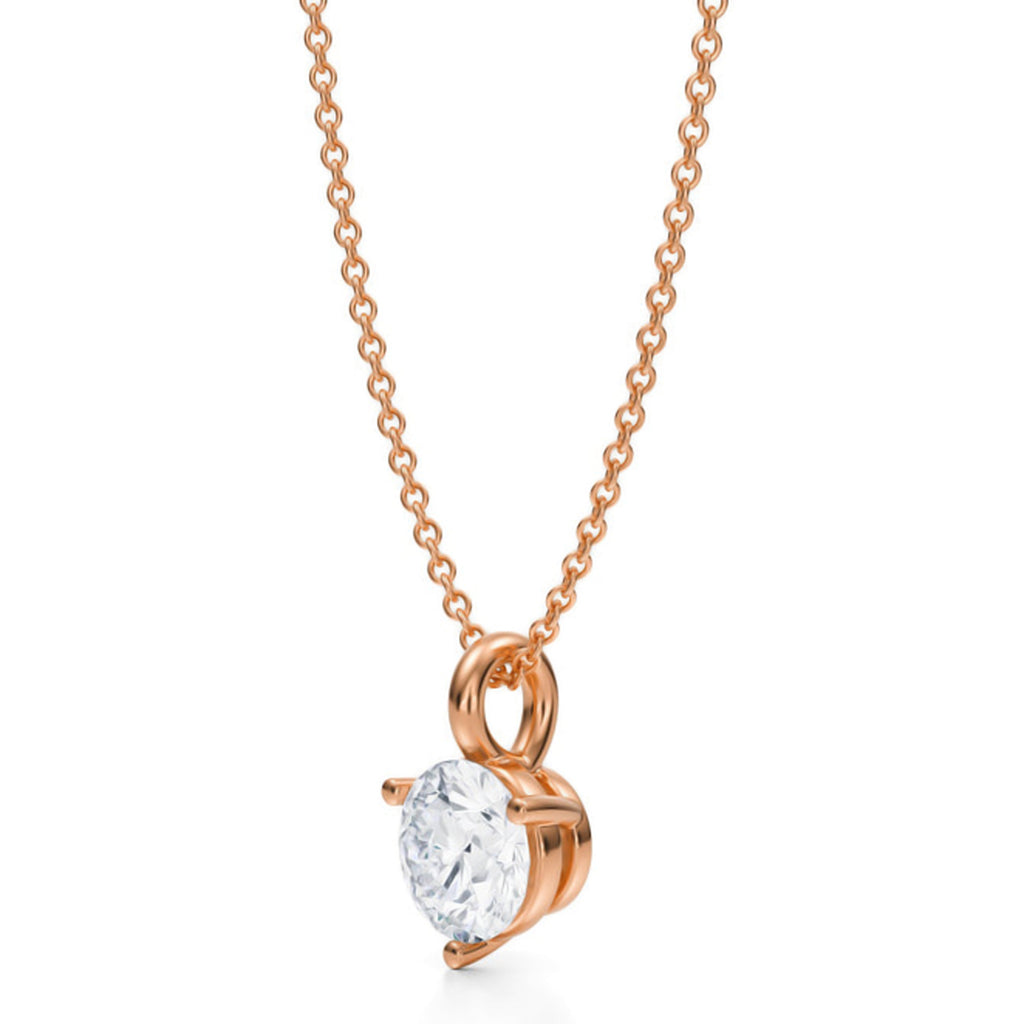 Lab Diamond 3-Prong Pendant Necklace 14K Rose Gold (1.00ct)
