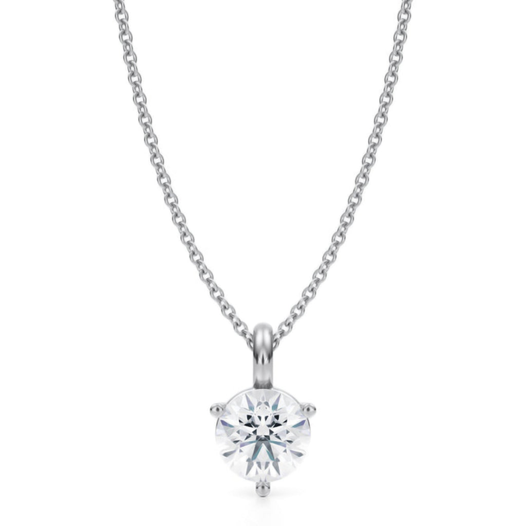 Lab Diamond 3-Prong Pendant Necklace 14K White Gold (1.00ct)