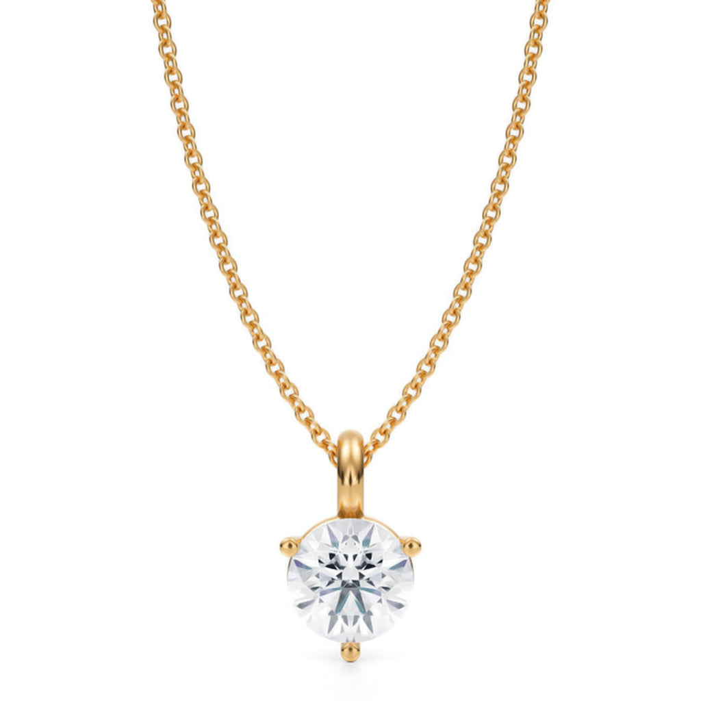 Lab Diamond 3-Prong Pendant Necklace 14K Yellow Gold (1.00ct)