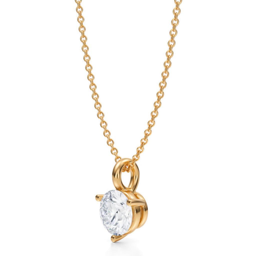 Lab Diamond 3-Prong Pendant Necklace 14K Yellow Gold (1.00ct)