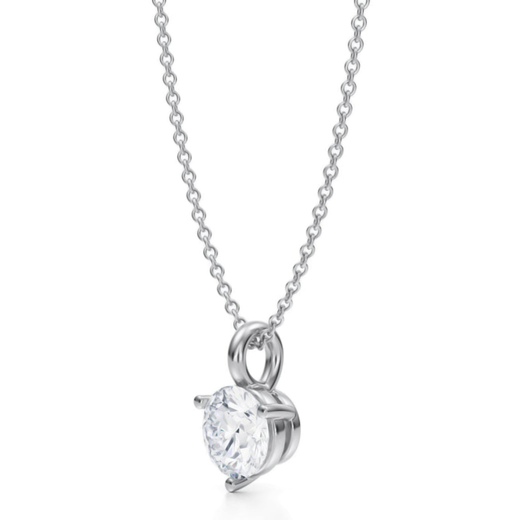 Lab Diamond 3-Prong Pendant Necklace in Platinum (1.00ct)