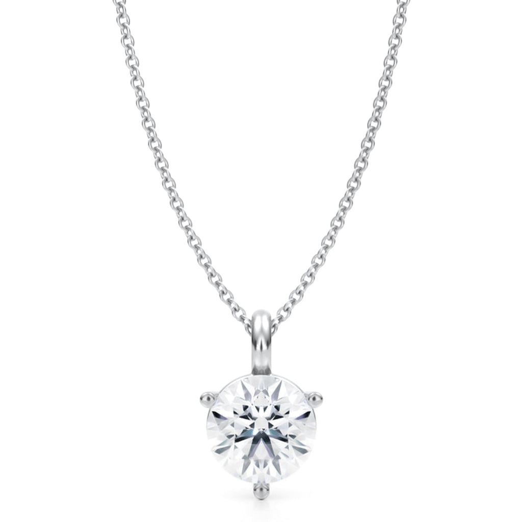 Lab Diamond 3-Prong Pendant Necklace 14K White Gold (1.50ct)