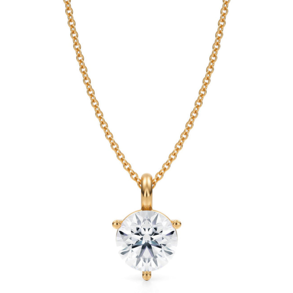 Lab Diamond 3-Prong Pendant Necklace 14K Yellow Gold (1.50ct)