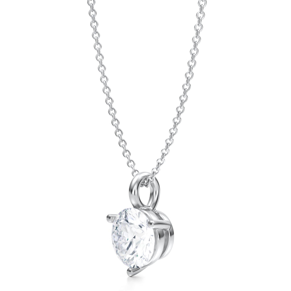 Lab Diamond 3-Prong Pendant Necklace in Platinum (1.50ct)