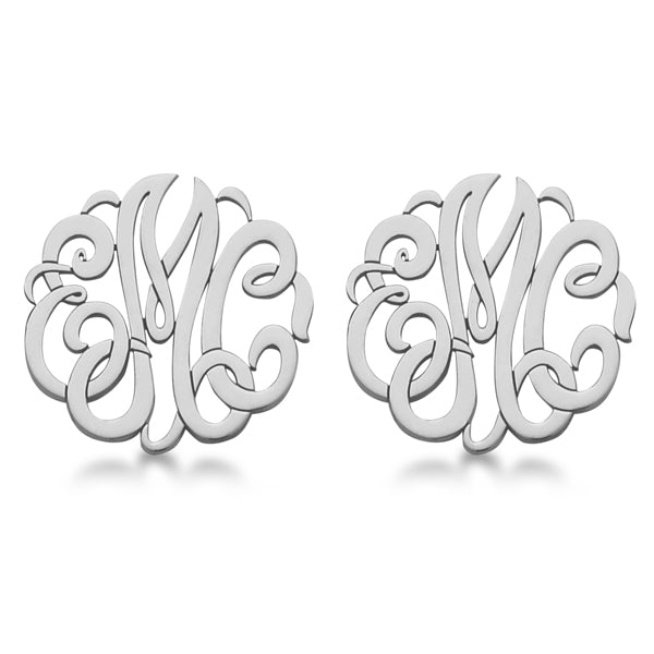 Personalized Monogram Post-Back Stud Earrings in Sterling Silver