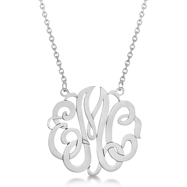 Personalized Monogram Pendant Necklace in 14k White Gold