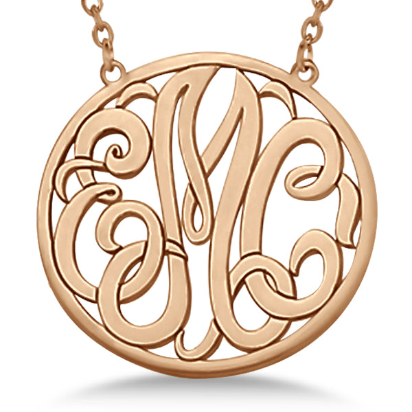Custom Initial Circle Monogram Pendant Necklace in 14k Rose Gold