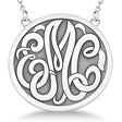 Engraved Initial Circle Monogram Pendant Necklace in Sterling Silver