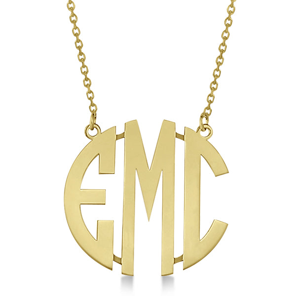 Bold-Face Custom Initial Monogram Pendant Necklace in 14k Yellow Gold