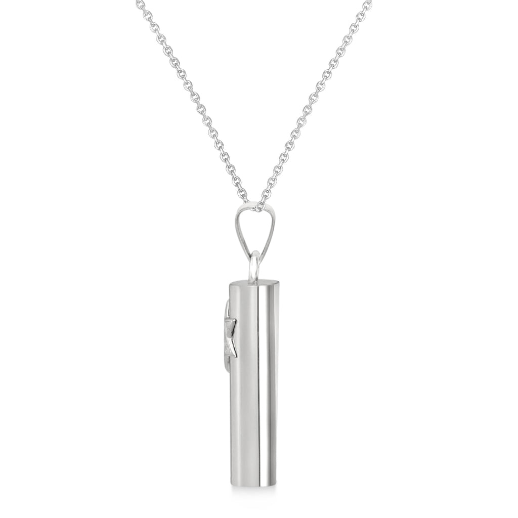 Jewish Star Mezuzah Pendant Necklace Sterling Silver
