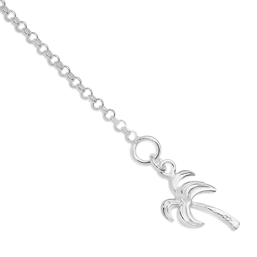 Palm Tree Anklet Bracelet in Sterling Silver