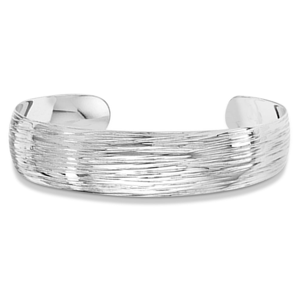 Textured Slip-On Bangle Bracelet in Plain Metal Sterling Silver