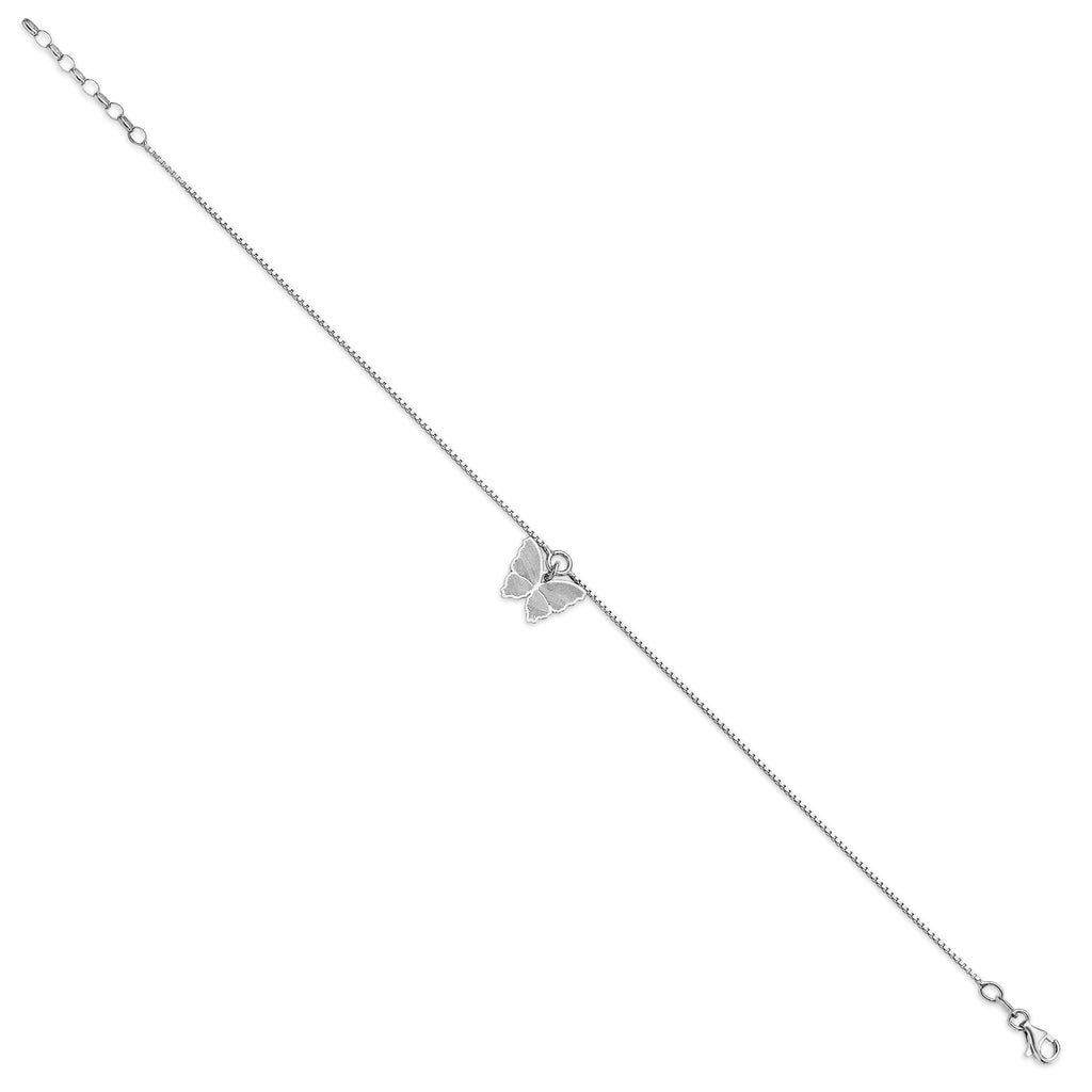 Butterfly Charm Anklet in Sterling Silver