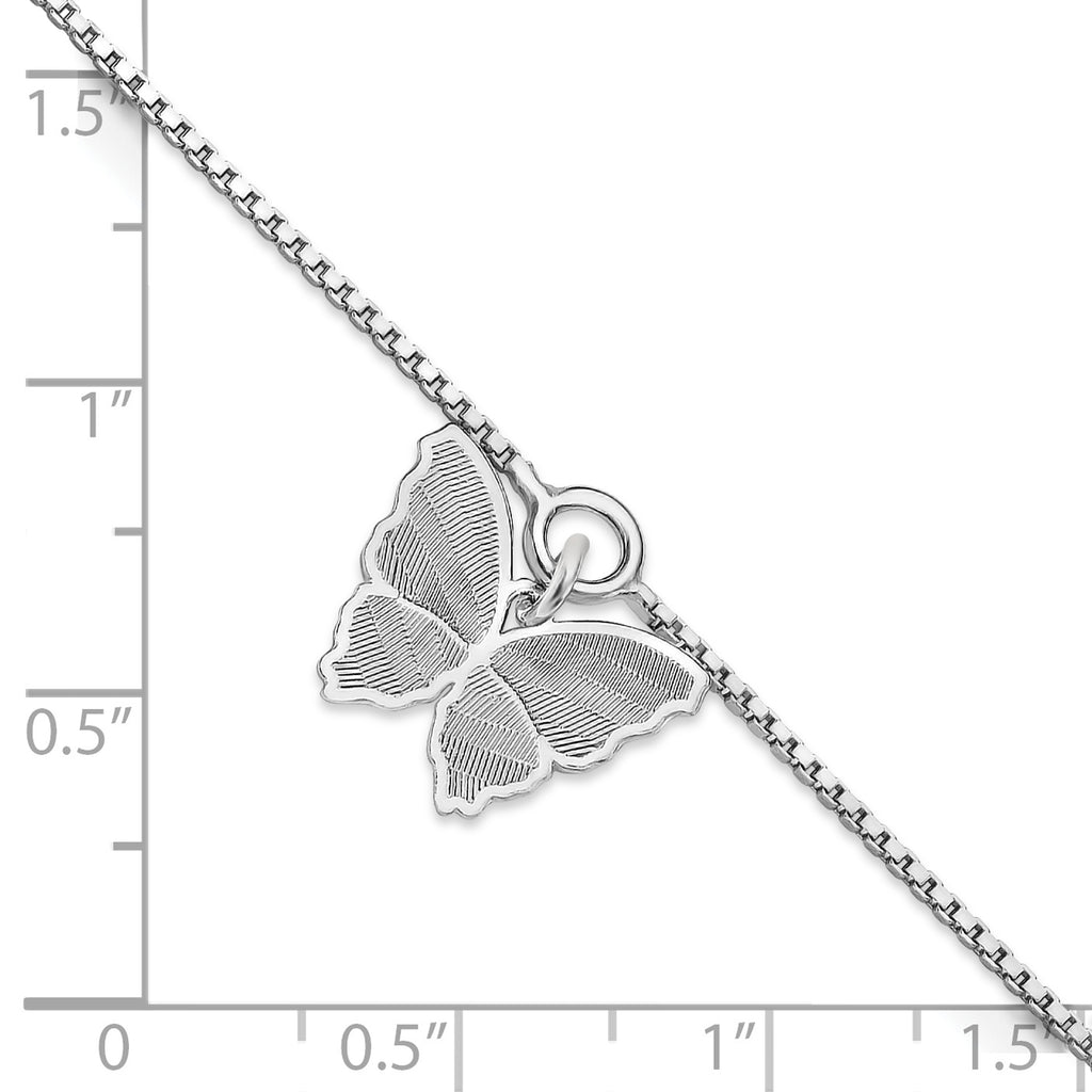 Butterfly Charm Anklet in Sterling Silver