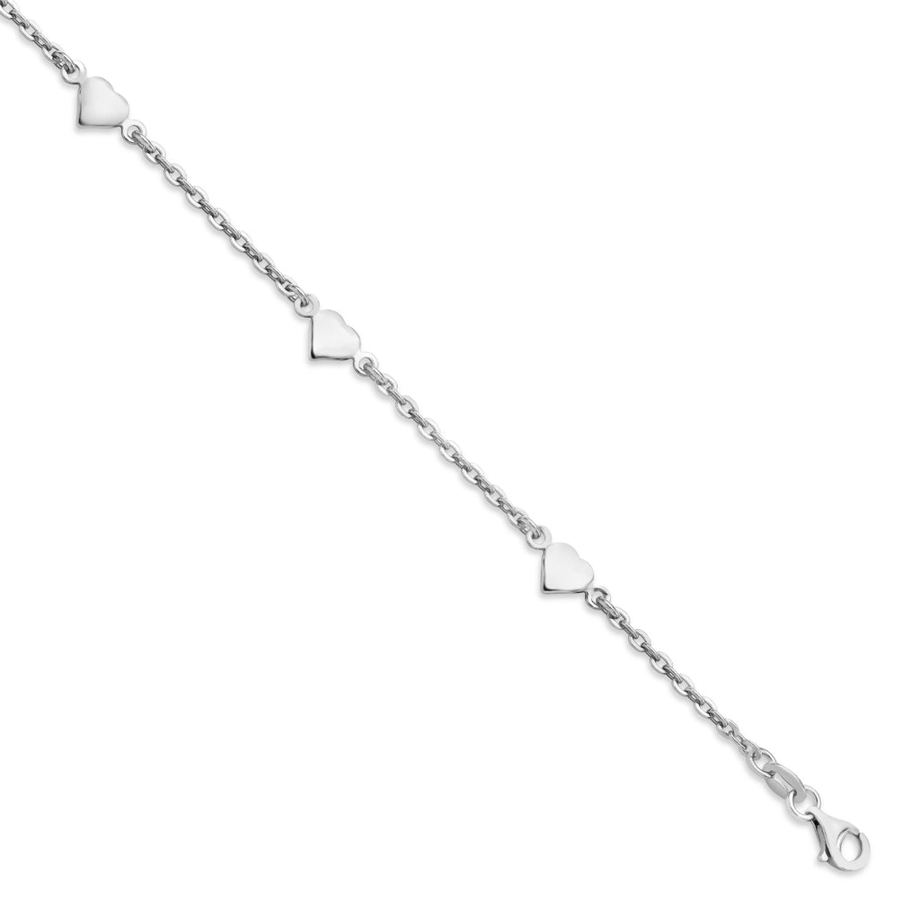 Heart Station Anklet in Sterling Silver